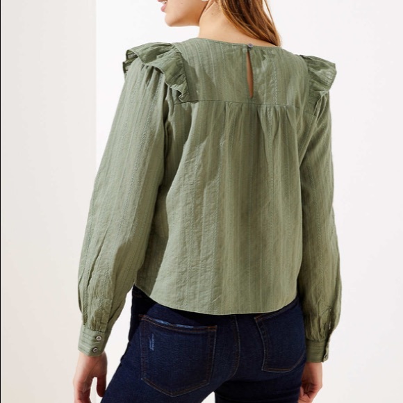 Loft | Ruffle Cropped Blouse - Picture 2 of 6